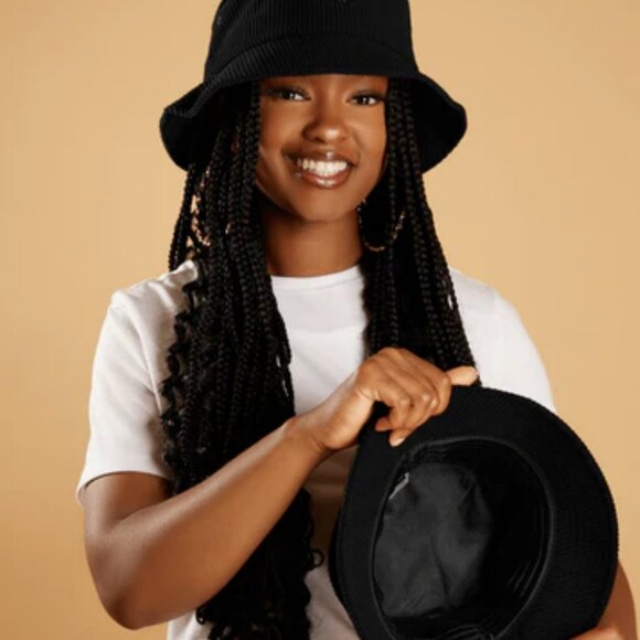 KINApparel Black Corduroy Satin Lined Bucket Hat - Picture 8 of 8